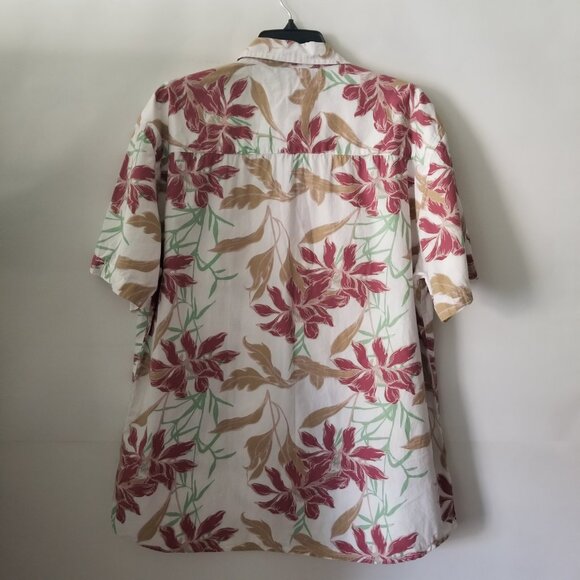 VSTR Men's XXL Off White Cotton Floral Hawaiian Short Sleeved Button Up Shirt - Picture 10 of 16